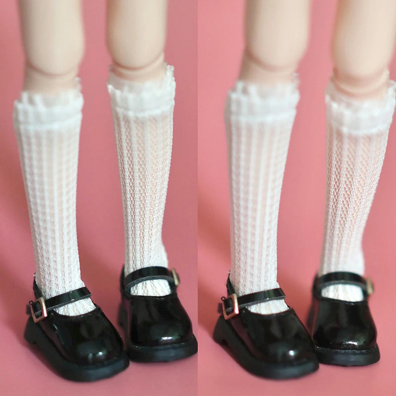 A Pair of Blyth Doll Lace Socks Cute Long White Sock for Blythe Licca Azone OB24 Pullip 1/6 Dolls Accessories Children Gifts