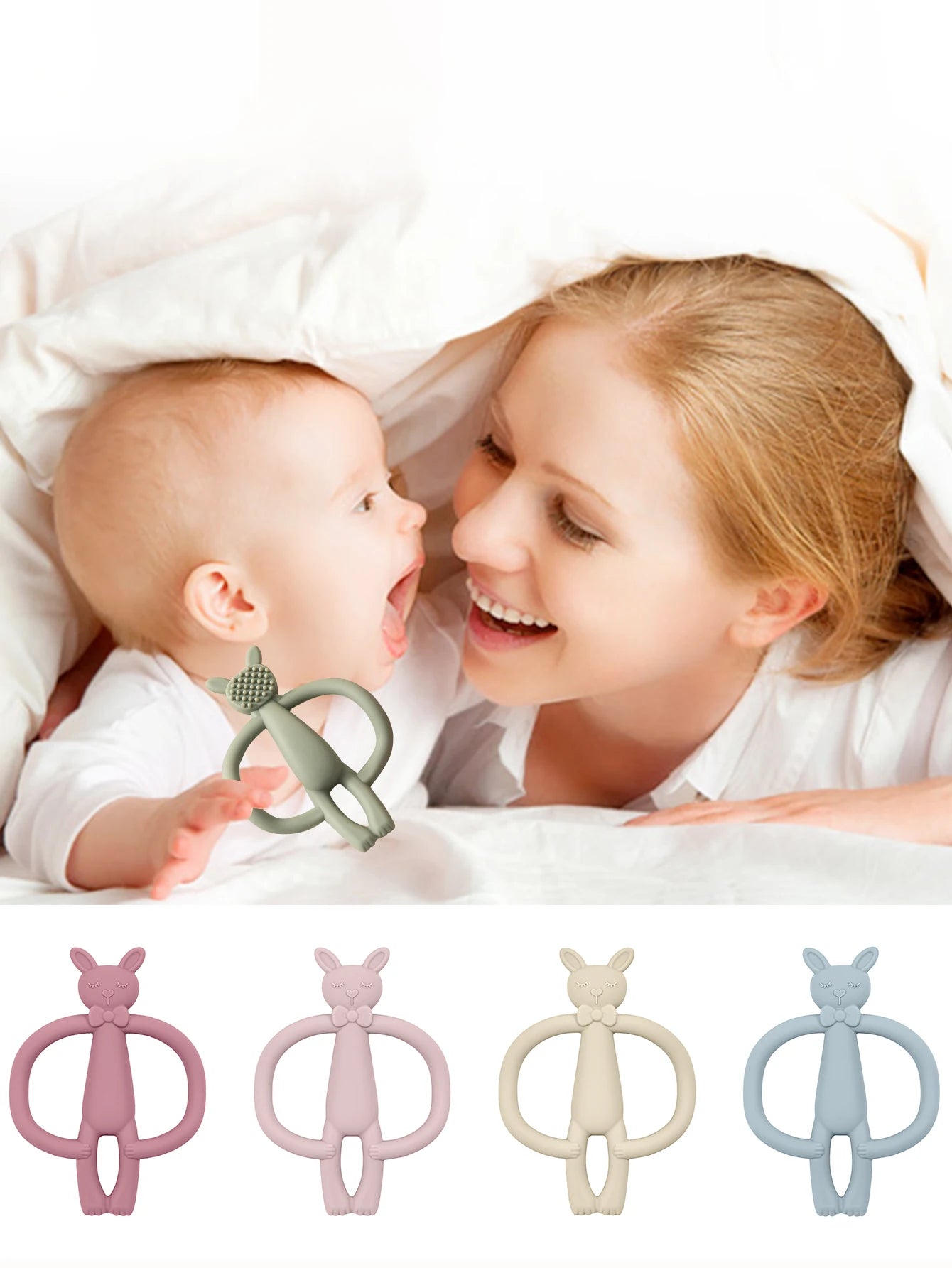 Color Kids 1PCS Silicone Teether Toys Baby Nursing Teether Gifts Newborn Cartoon Rabbit Teether Toys Teething Infant Chewing Toy