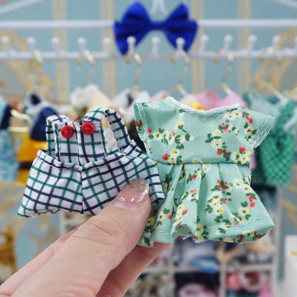Dress Dollhouse Accessories 1:12 Forest Animal Family Clothes Fashion Daily Wear Casual Outfits Vest Shirt Skirt Pants  for Doll