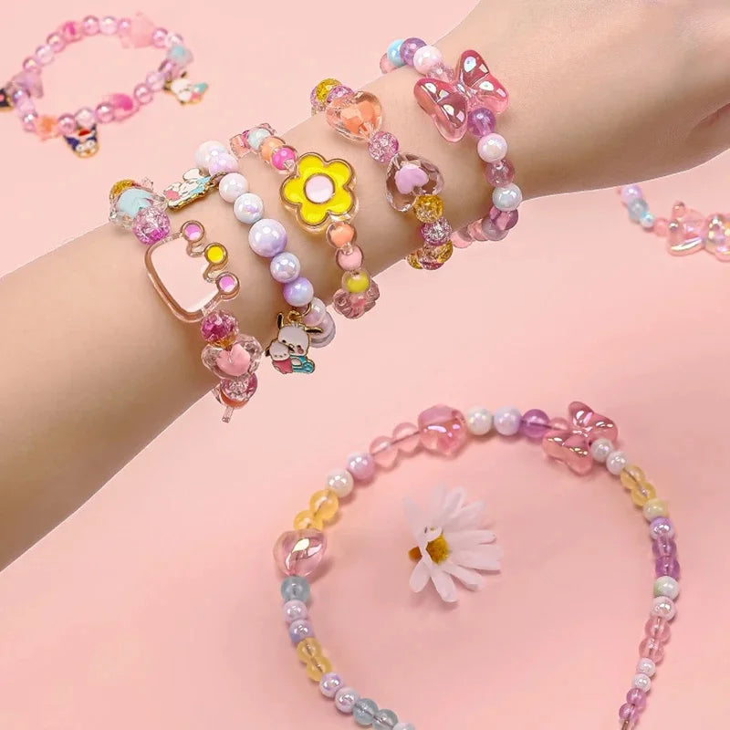 174pcs/Box Heart Acrylic Beads Flower Round Spacer Loose Beads Kits for Bracelet Necklace Jewelry Making Accessories