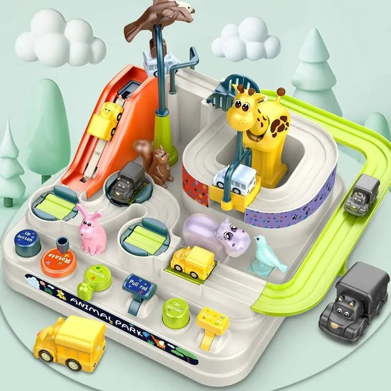 Racing Rail Car Model Educational Toys Children Track Adventure Game Brain Mechanical Interactive Train Animals Space Rocket Toy