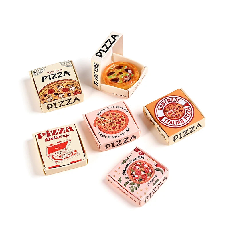 6pcs/set Dollhouse Miniature Pizza Or Packing Box Model Kitchen Food Decor Toy Doll House Accessories