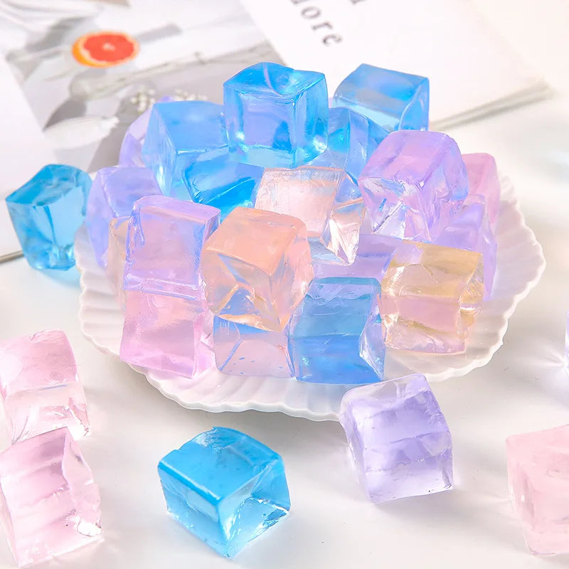 15Pcs Mini Ice Cube Squishy Toys Release Stress Transparent Small Ice Block Pinch Children Squeezing Stress Relieving Toy Gifts