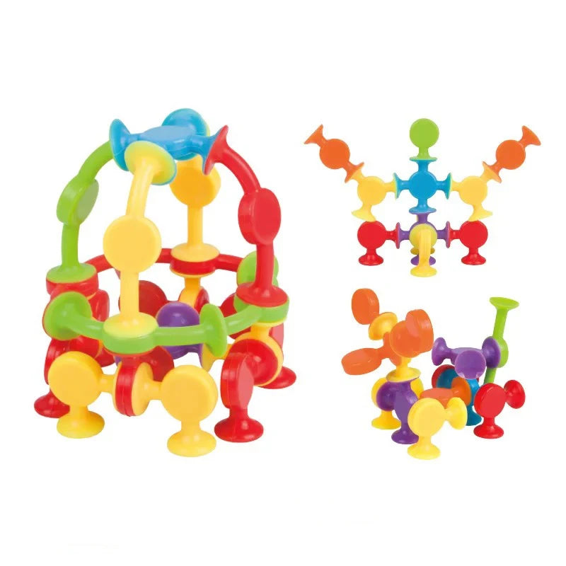 19 Pcs Suckers Assembled Toys Funny Silicone Block Model Construction Toys Sucker Suction Cup Educational Building Block Toy