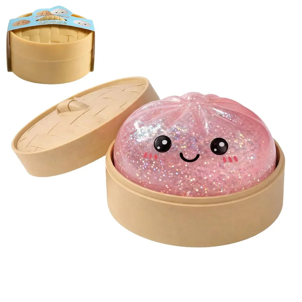 New Glitter Dumpling Glitter Dumpling Squishy with Box Dumplings Sensory Squeeze Toy for Stress Relief