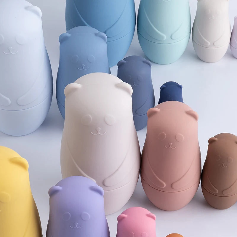 1setMontessori Nesting Dolls Toy Russian Matryoshka Doll Educational Toys for Children Silicone Stacking Blocks Doll Inside Doll