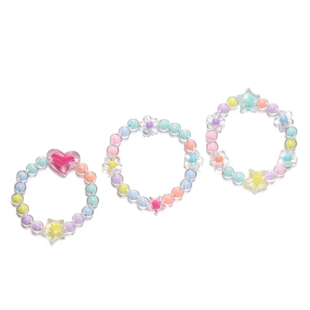 174pcs/Box Heart Acrylic Beads Flower Round Spacer Loose Beads Kits for Bracelet Necklace Jewelry Making Accessories