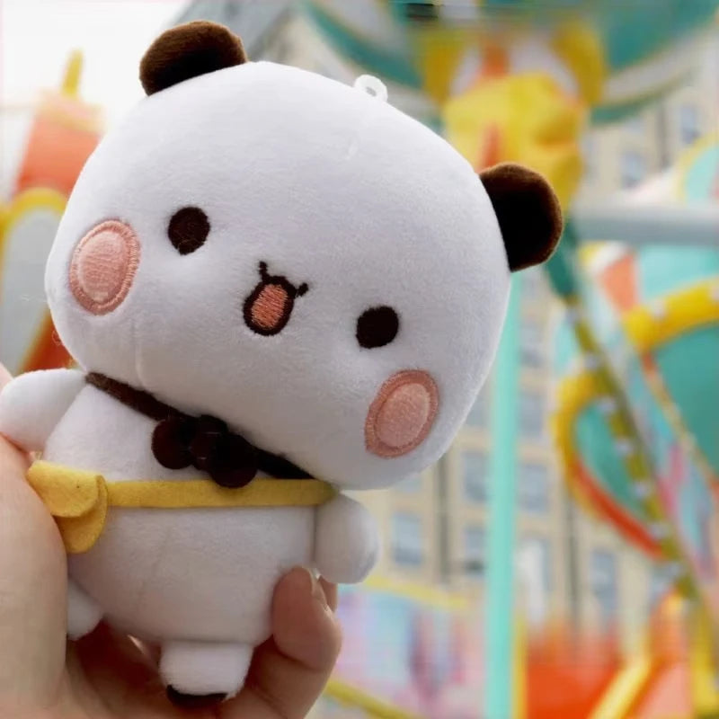 Cute Bubu and Yier Panda Plush Doll Keychain Soft Sleeping Buddy Kawaii Cartoon Bear Toy Car Sofa Decor Holiday Birthday Gift