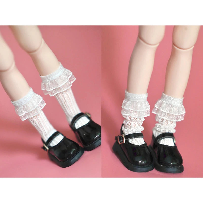 A Pair of Blyth Doll Lace Socks Cute Long White Sock for Blythe Licca Azone OB24 Pullip 1/6 Dolls Accessories Children Gifts