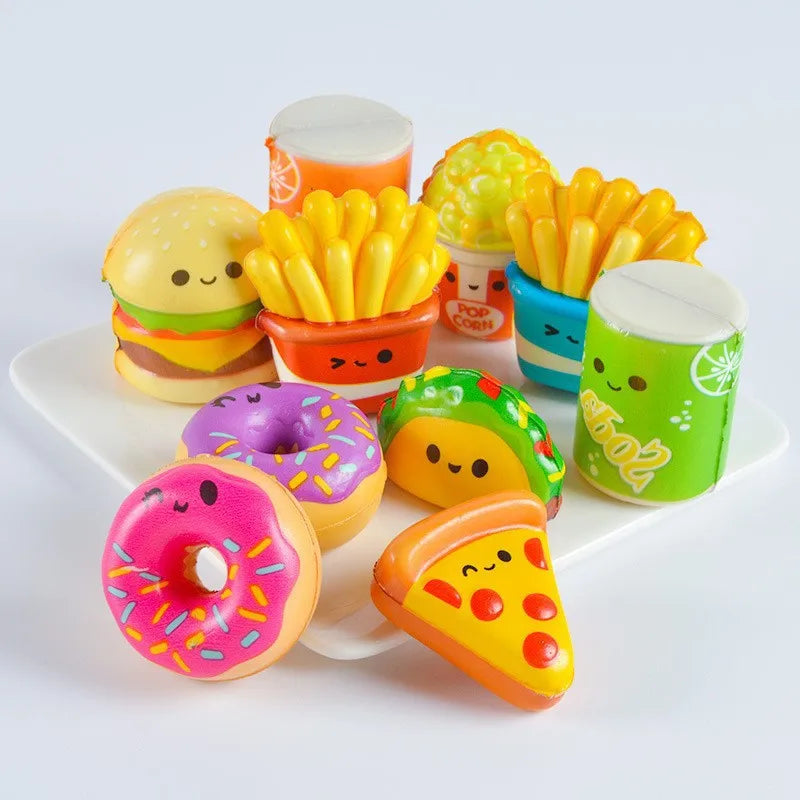 12pcs Mini Squeeze Toys, School and Birthday Gift Pack with Various Food &Fries Slow-Rising Squishy Toys,Random Styles Christmas