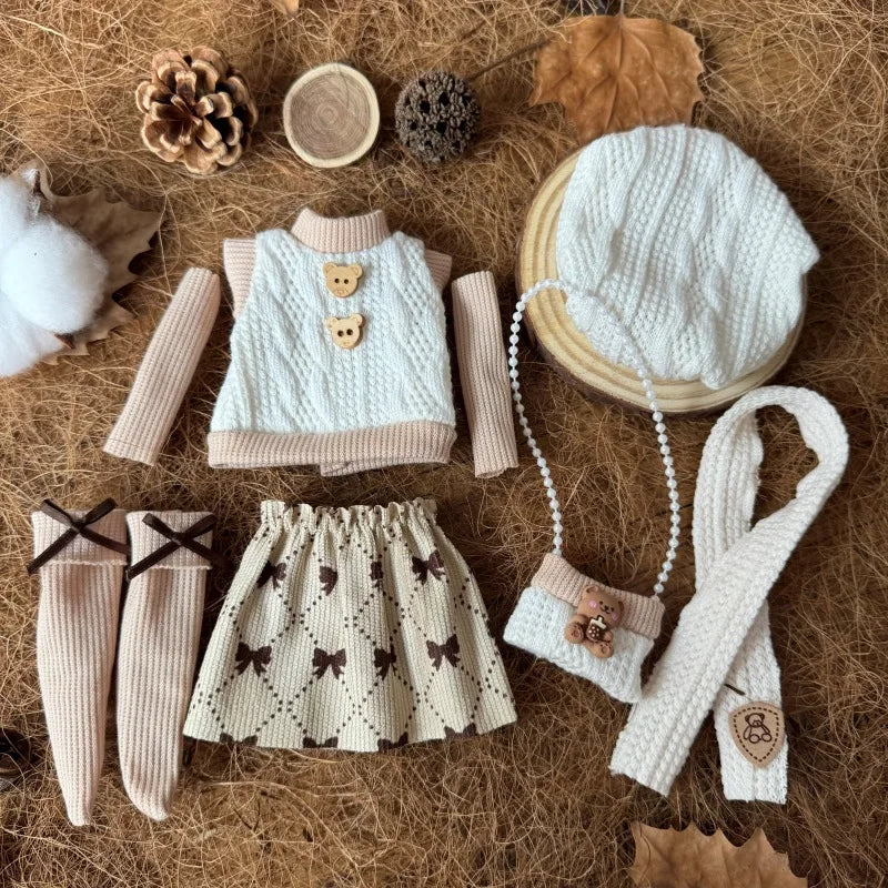 BJD Doll Clothes 30cm 1/6 Scale Winter Dress and Cute Hat Accessories for Girl's Gift Outfit