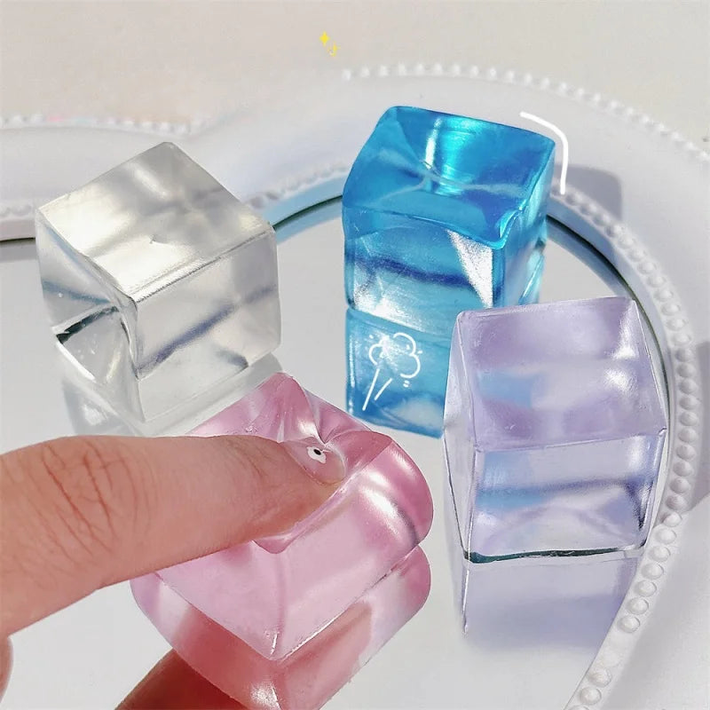15Pcs Mini Ice Cube Squishy Toys Release Stress Transparent Small Ice Block Pinch Children Squeezing Stress Relieving Toy Gifts