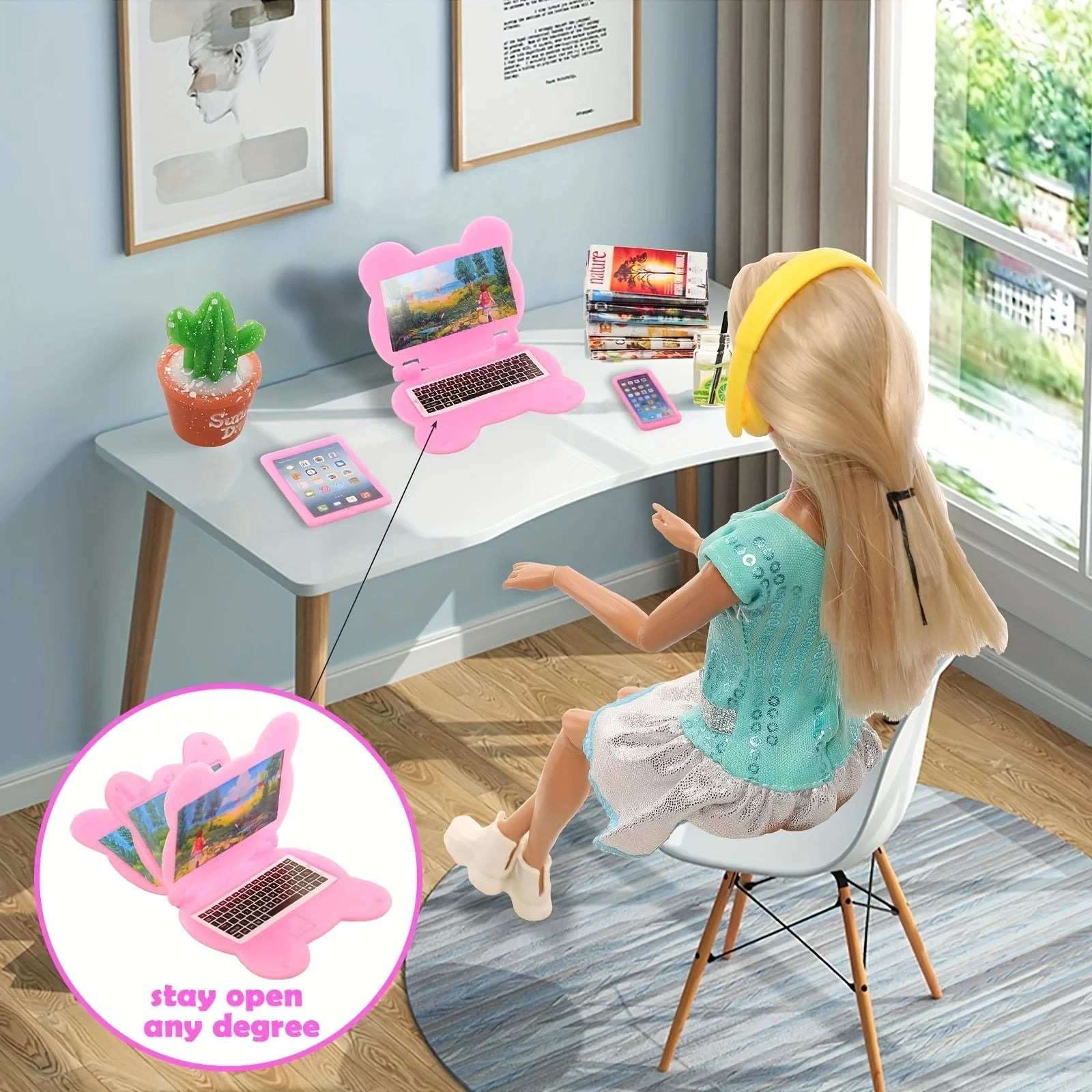 3pcs Dollhouse Mini Item Doll Accessories Cute Kawaii Computer IPad Phone Set Miniature Funny Lifelike Doll Houseware Playhouse