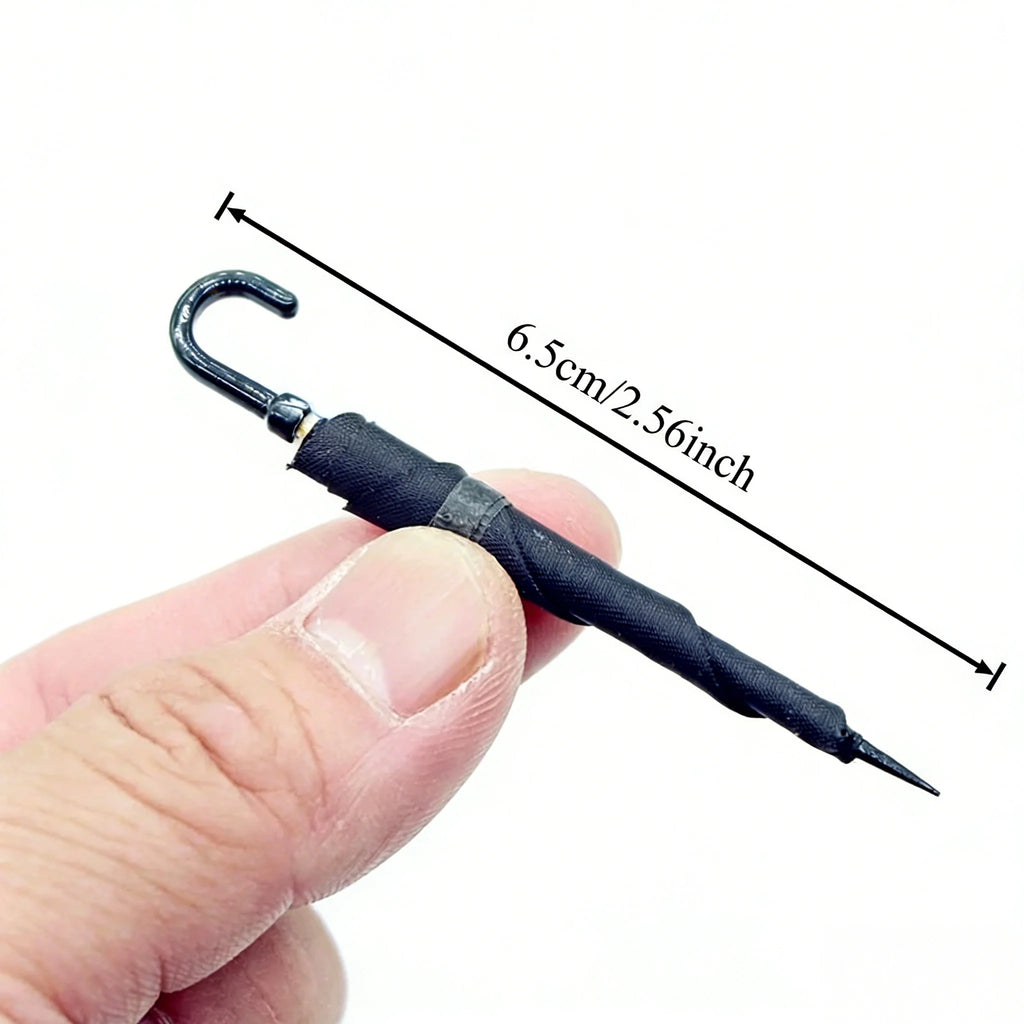 Dollhouse Mini Umbrella – Realistic 1:12 Non-Opening Dollhouse Accessory for Fairy Garden Paths & Micro Landscapes