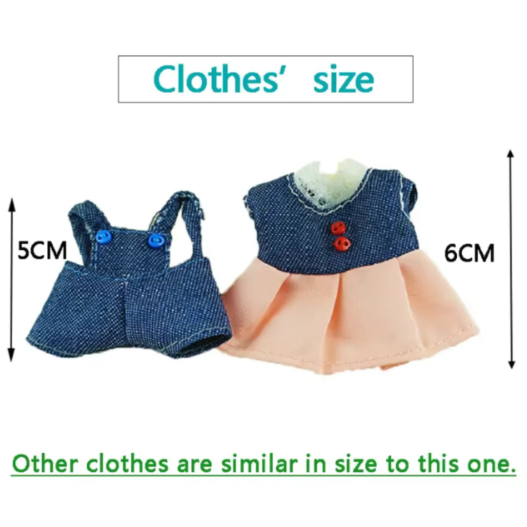 Dress Dollhouse Accessories 1:12 Forest Animal Family Clothes Fashion Daily Wear Casual Outfits Vest Shirt Skirt Pants for Doll