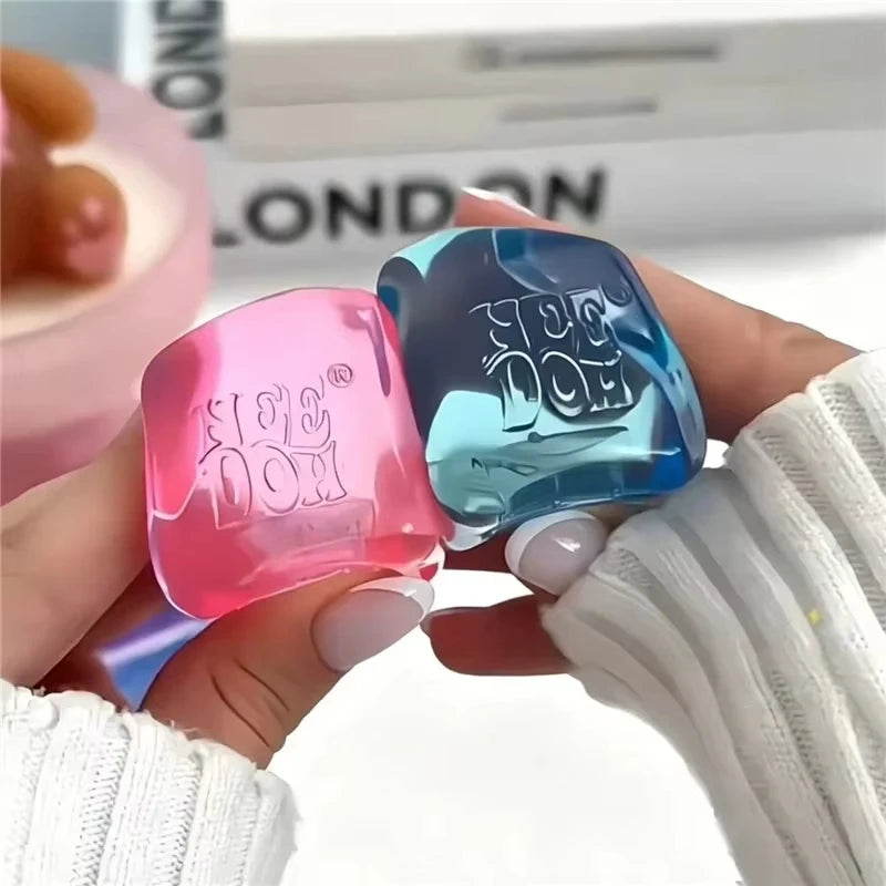 Needoh Nice Ice Cube Fidget Toys Slow Rebound Squishy Toys Stress Reliever Mini 4 Pack Set Anxiety Focus Sensory Cube  Gifts New